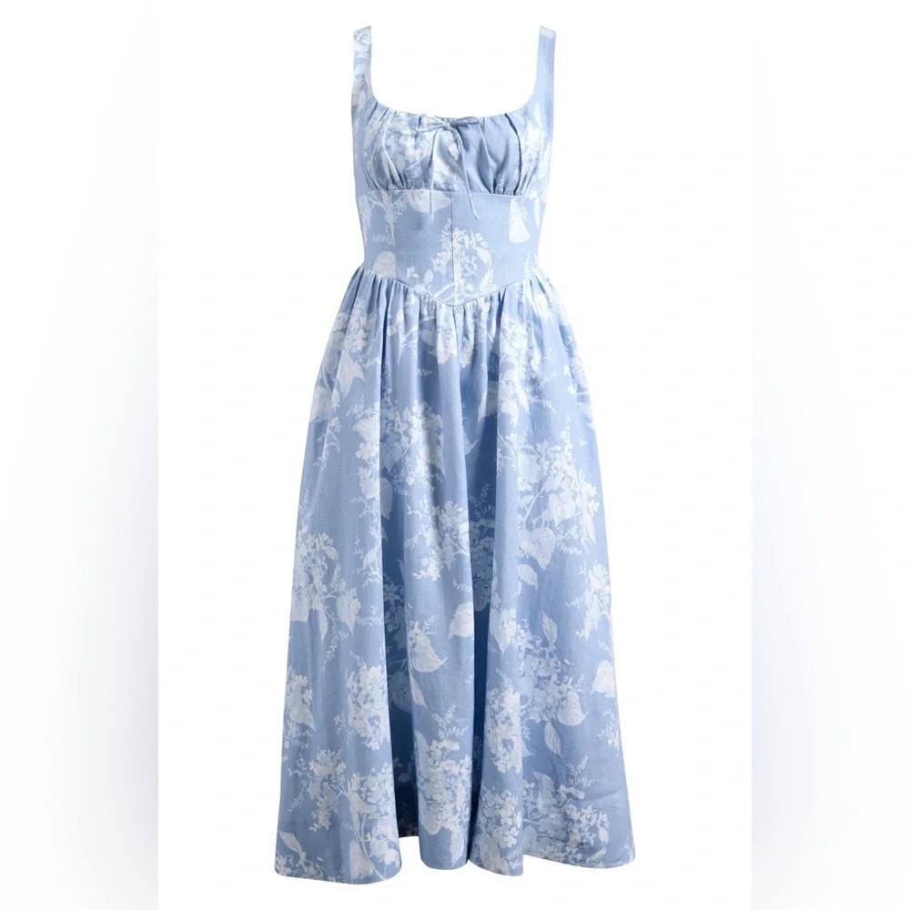 Reformation Balia Linen Dress In Angelic, brand new, never worn, no flaws.